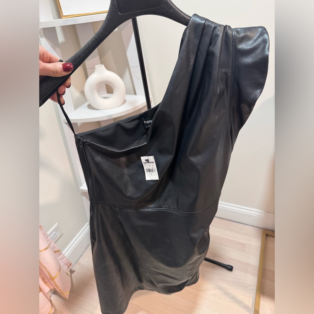 NWT Express faux leather black dress | size S